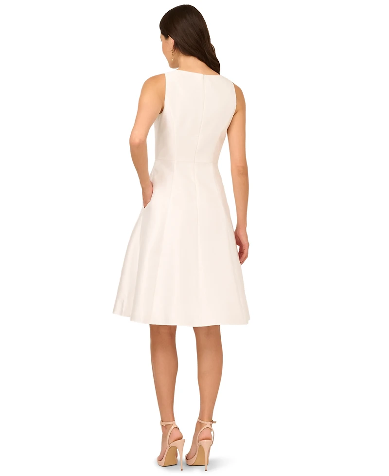 Adrianna Papell Women's Sleeveless Button Mikado Dress