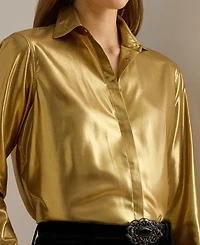 Lauren Ralph Women's Classic Fit Metallic Chiffon Shirt