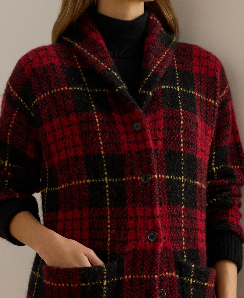Lauren Ralph Women's Plaid Shawl-Collar Cardigan