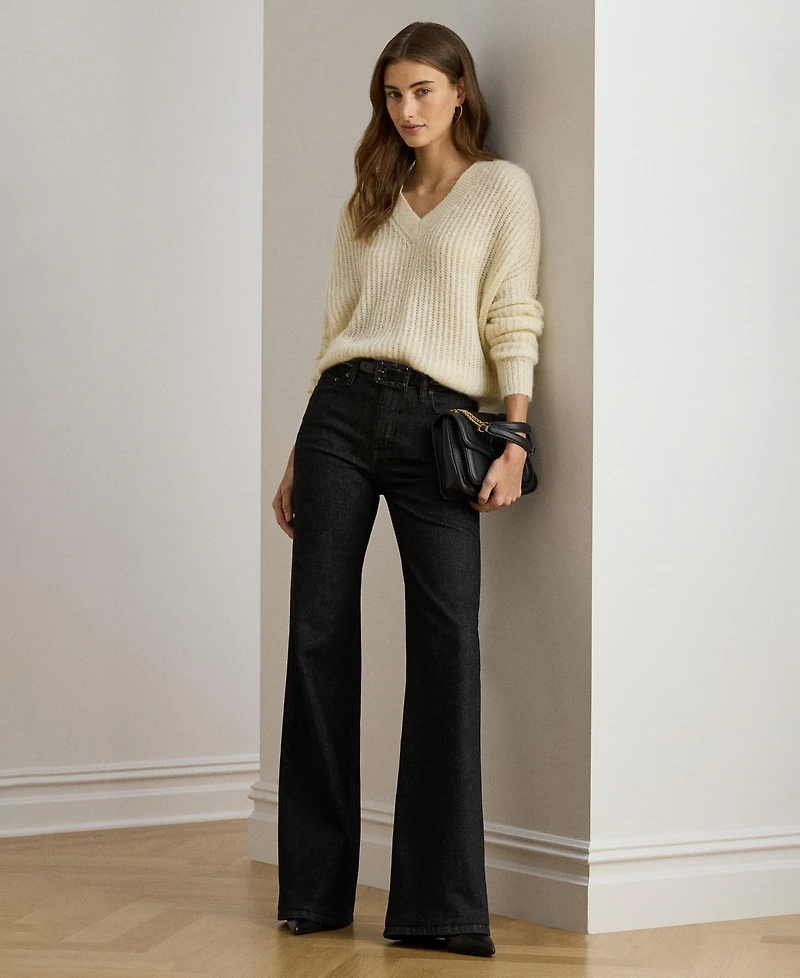 Lauren Ralph Women's Sequin Detail V-Neck Sweater