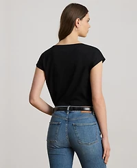 Lauren Ralph Women's Sequin Detail Boat Neck Jersey T-Shirt