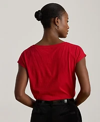 Lauren Ralph Women's Sequin Detail Boat Neck Jersey T-Shirt