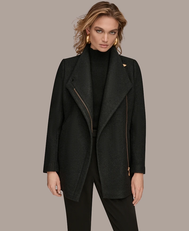 Donna Karan New York Women's Wing Collar Belted Coat