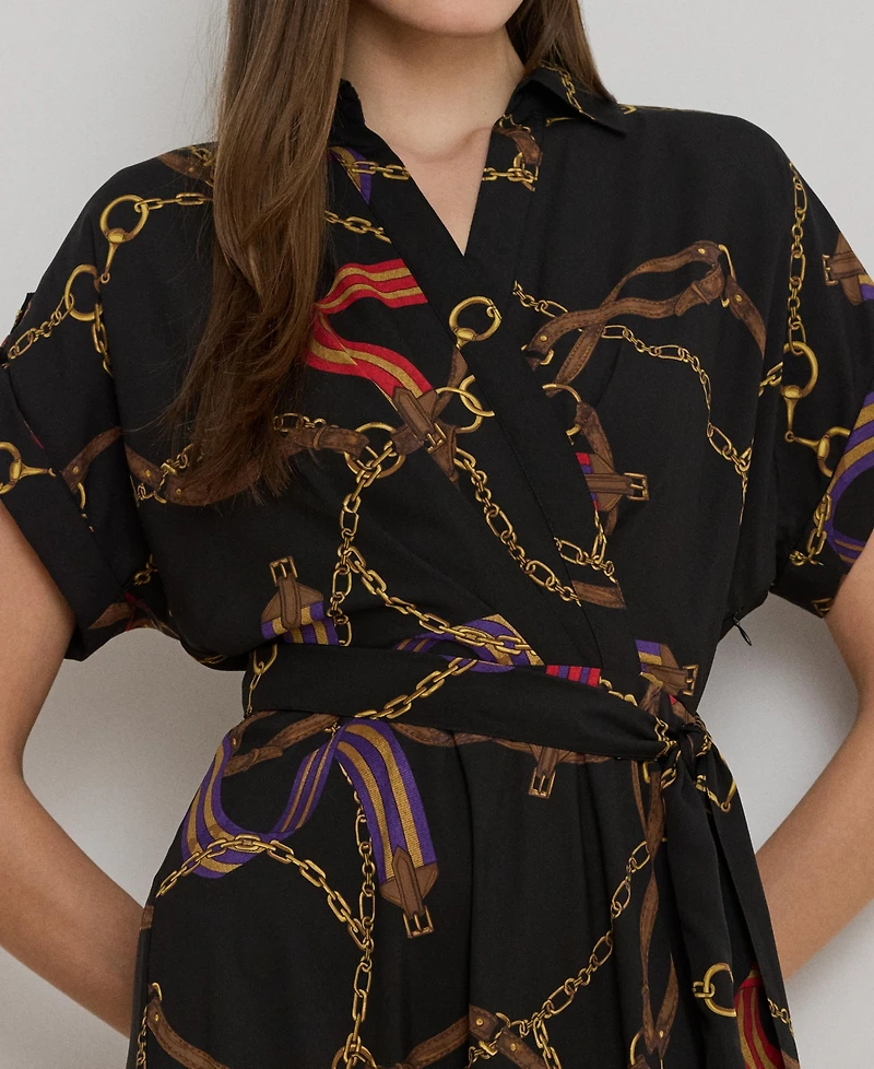 Lauren Ralph Women's Belted Crepe Dress