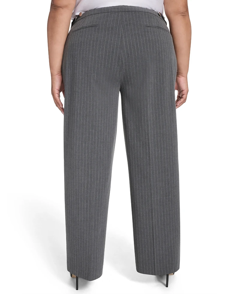 Calvin Klein Plus Pinstriped Mid Rise Pants