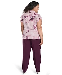 Calvin Klein Plus Size Ruffle Front Short Sleeve Top