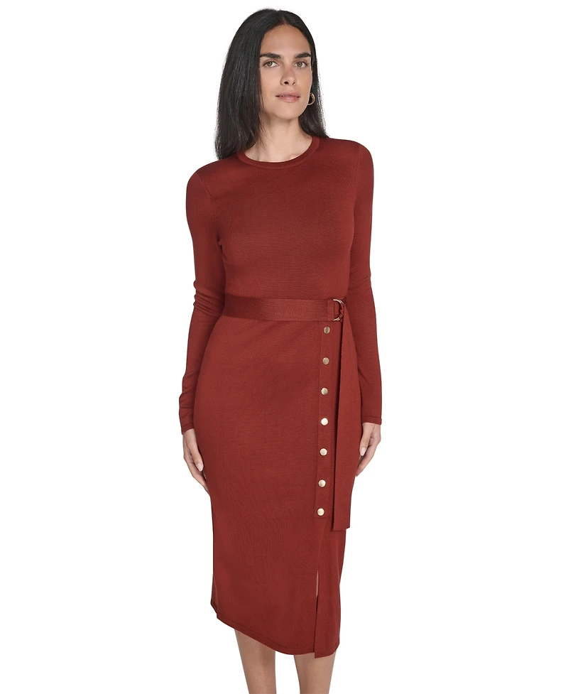 Jessica Howard Women's Long Sleeve Belted Midi Dress