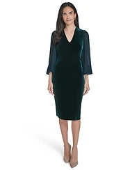 Jessica Howard Women's V-Neck with Chiffon Sleeve and Back Yoke Bodycon Dress