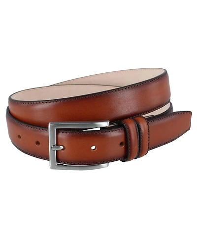 Trafalgar Men's Malik Burnished Feather Edged 32mm Leather Belt