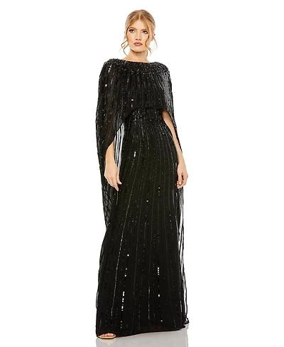 Mac Duggal Women's Embellished Column Cape Gown