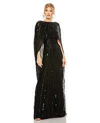 Mac Duggal Women's Embellished Column Cape Gown