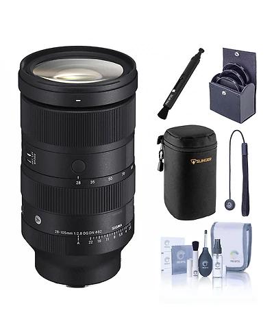 Sigma 28-105mm f/2.8 Dg Dn Art Lens for Sony E, Bundle with 82mm Filter Kit, Soft Lens Case, Lens Cap Tether and Cleaning Kit