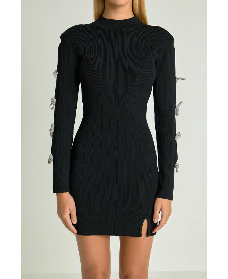 endless rose Women's Rhinestone Bow Knit Dress