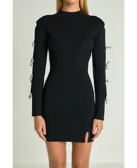 endless rose Women's Rhinestone Bow Knit Dress