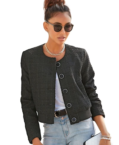 Lascana Women's Round Neckline Tweed Jacket