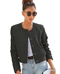 Lascana Women's Round Neckline Tweed Jacket