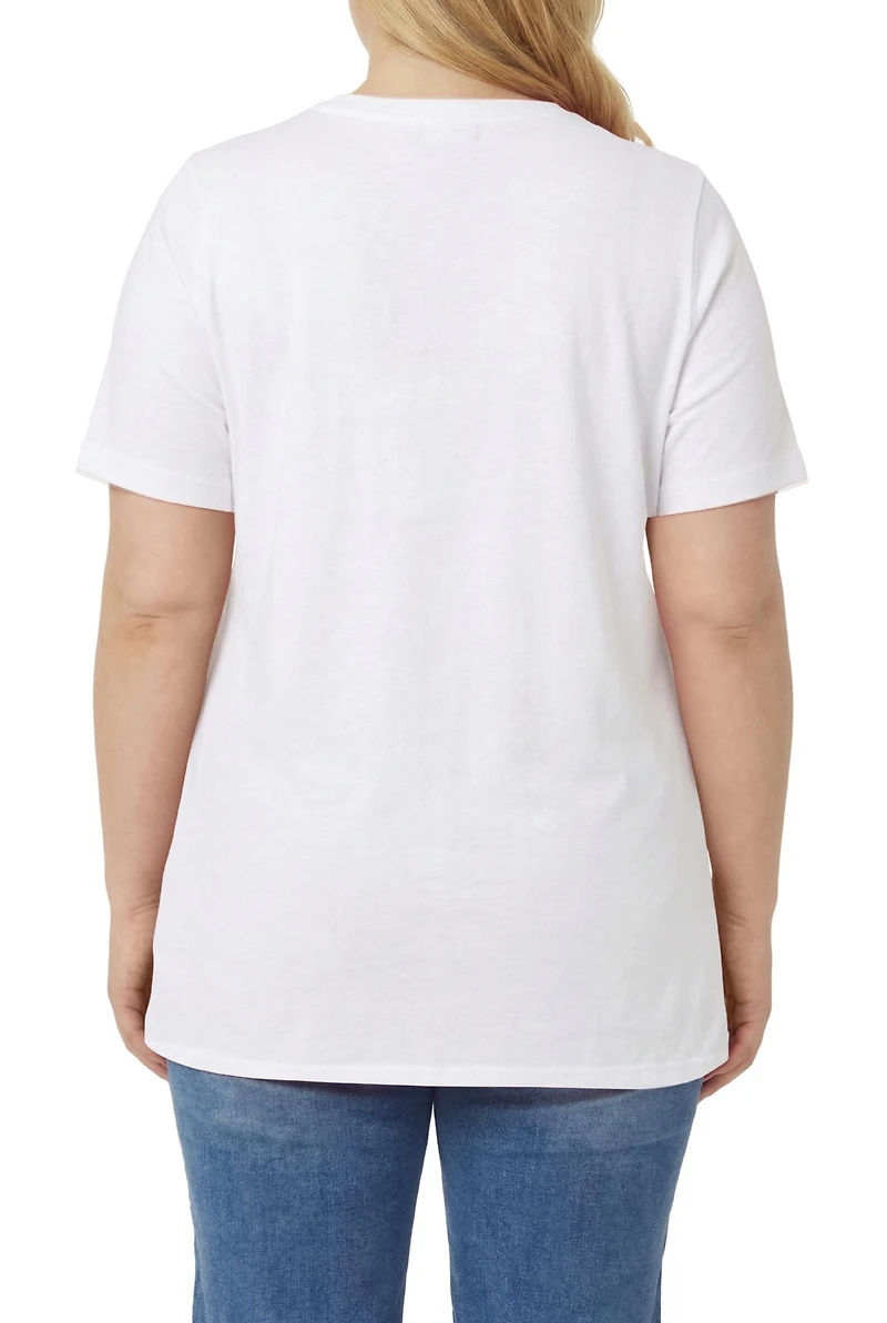 Woman Within Plus Perfect Short-Sleeve Shirred V-Neck Tunic