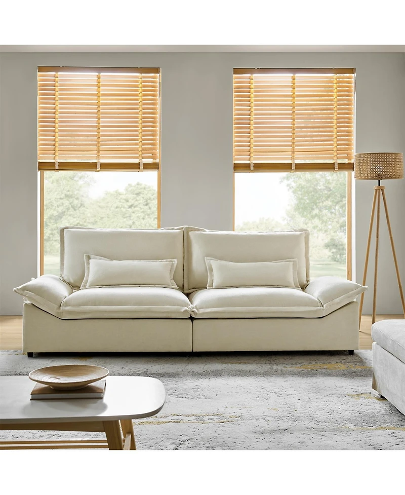 Shelbi 102"Wide Sofa-light Grey 102" Oversized Cloud Modern Storage Sofa With Lotus-Leaf Edge