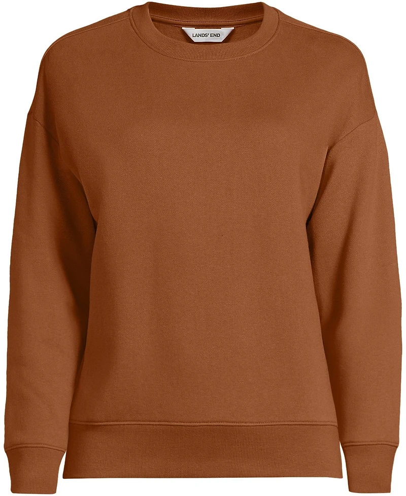 Lands' End Women's Relaxed Serious Sweats Long Sleeve Crewneck Sweatshirt
