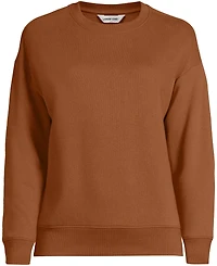 Lands' End Women's Relaxed Serious Sweats Long Sleeve Crewneck Sweatshirt