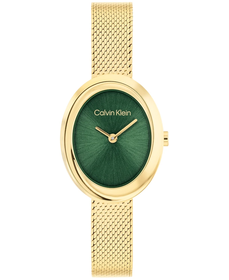 Calvin Klein Women's Twisted Bezel Gold Tone Stainless Steel Bracelet Watch, 24mm