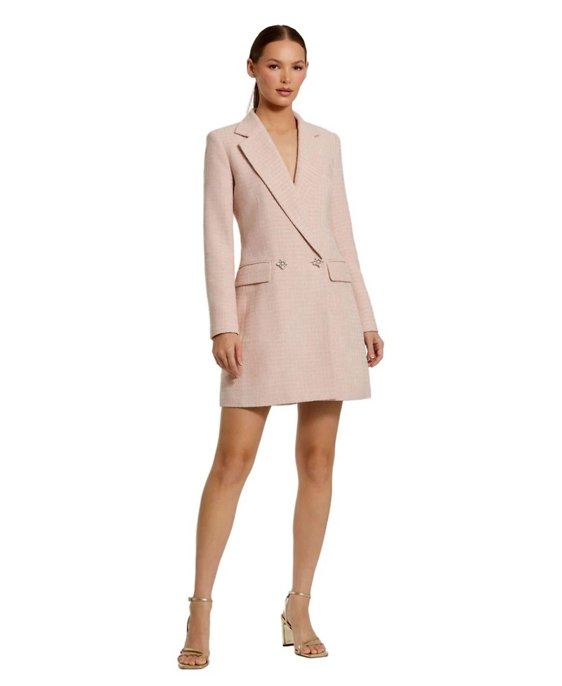 Mac Duggal Women's Boucle Long Sleeve Blazer Mini Dress