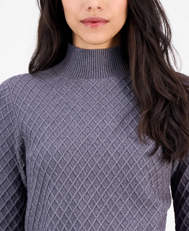 Anne Klein Women's Cable-Knit Long-Sleeve Scarf Sweater