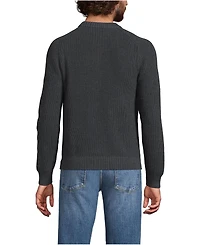 Lands' End Men's Cotton Drifter Saddle Crewneck Shaker Sweater