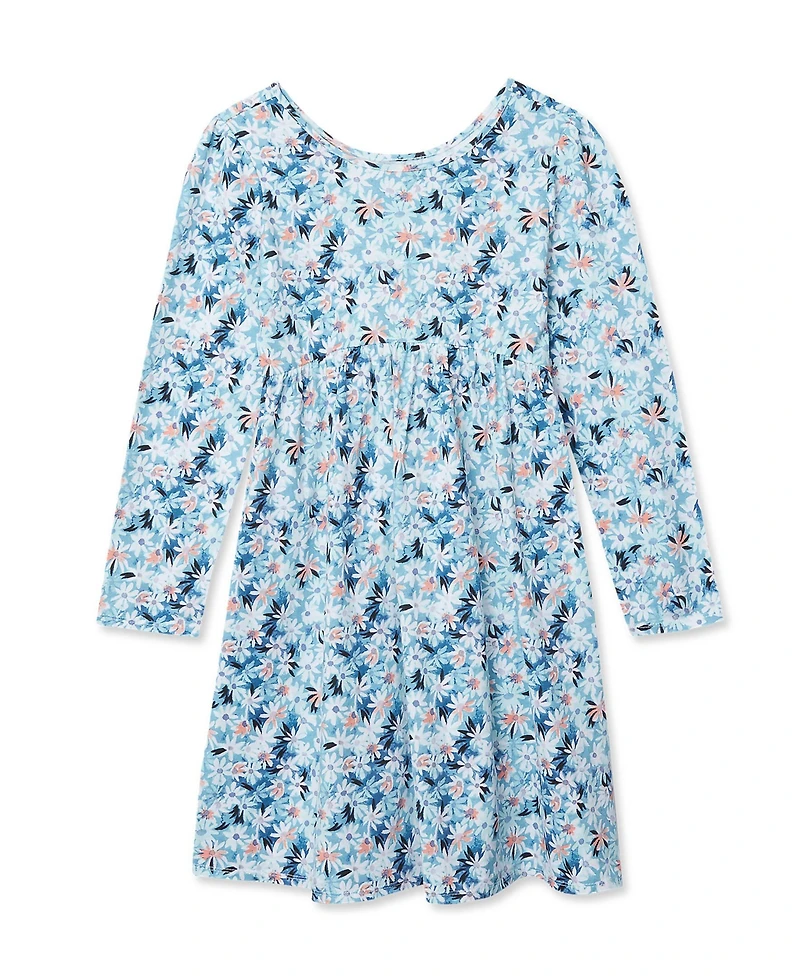 Lands' End Girls Plus Long Sleeve Gathered Waist Jersey Dress