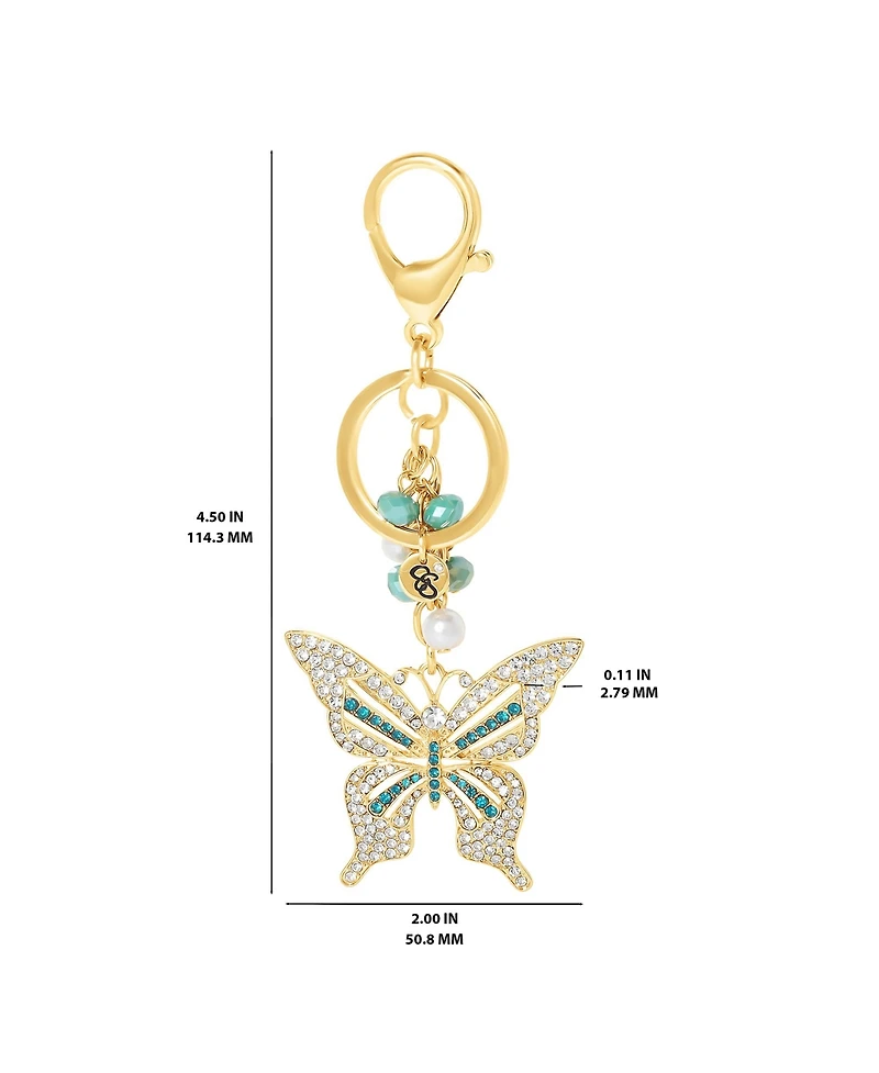 Jessica Simpson Pave Crystal Butterfly Keychain Bag Charm