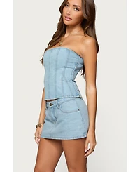 Edikted Womens Camelia Strapless Denim Corset