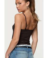 Edikted Women's Adriel Contrast Lacey Tank Top