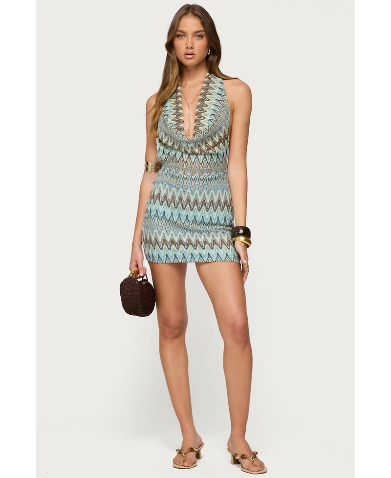 Edikted Women's Ziggy Striped Backless Knit Mini Dress