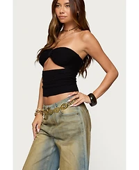 Edikted Women's Textured Knit Strapless Cutout Top