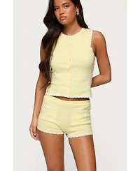 Edikted Womens Leila Scalloped Knit Tank Top