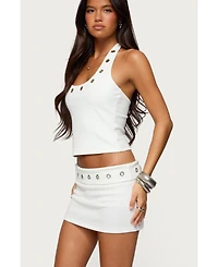 Edikted Women's Havana Grommet Ribbed Halter Top
