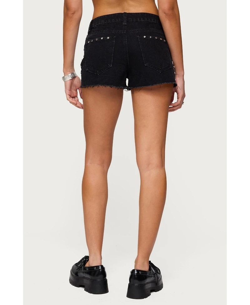 Edikted Women's Ashten Studded Denim Shorts