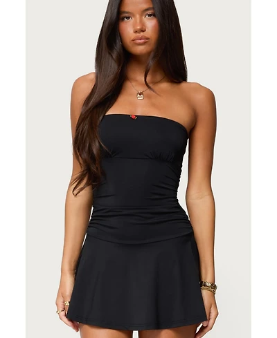 Edikted Womens Evonna Strapless Flared Romper