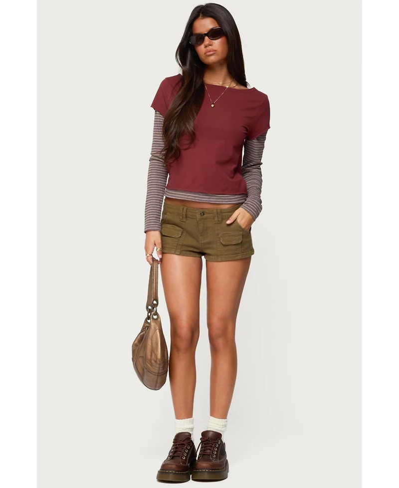 Edikted Women's Layered Stripey Long Sleeve T Shirt