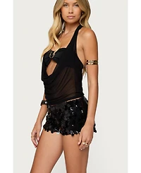 Edikted Womens Issey Layered Bra Cowl Neck Top