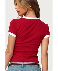 Edikted Womens Santa Monica V Neck T Shirt