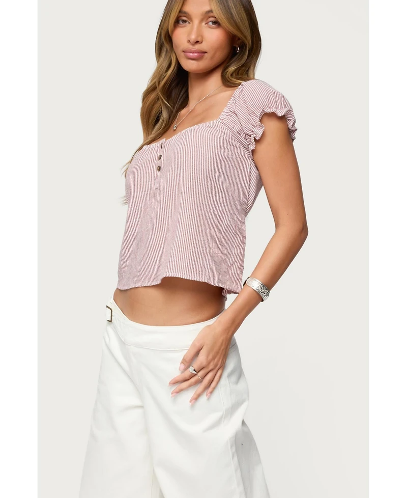 Edikted Women's Rhory Pinstripe Babydoll Top