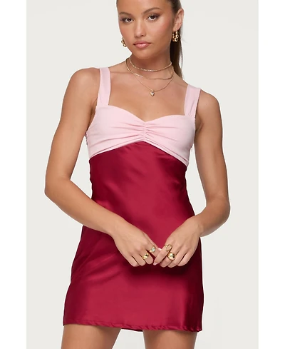 Edikted Women's Contrast Satin Effect Mini Dress