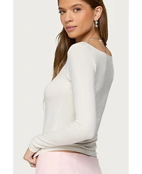 Edikted Womens Semi Sheer Long Sleeve Top
