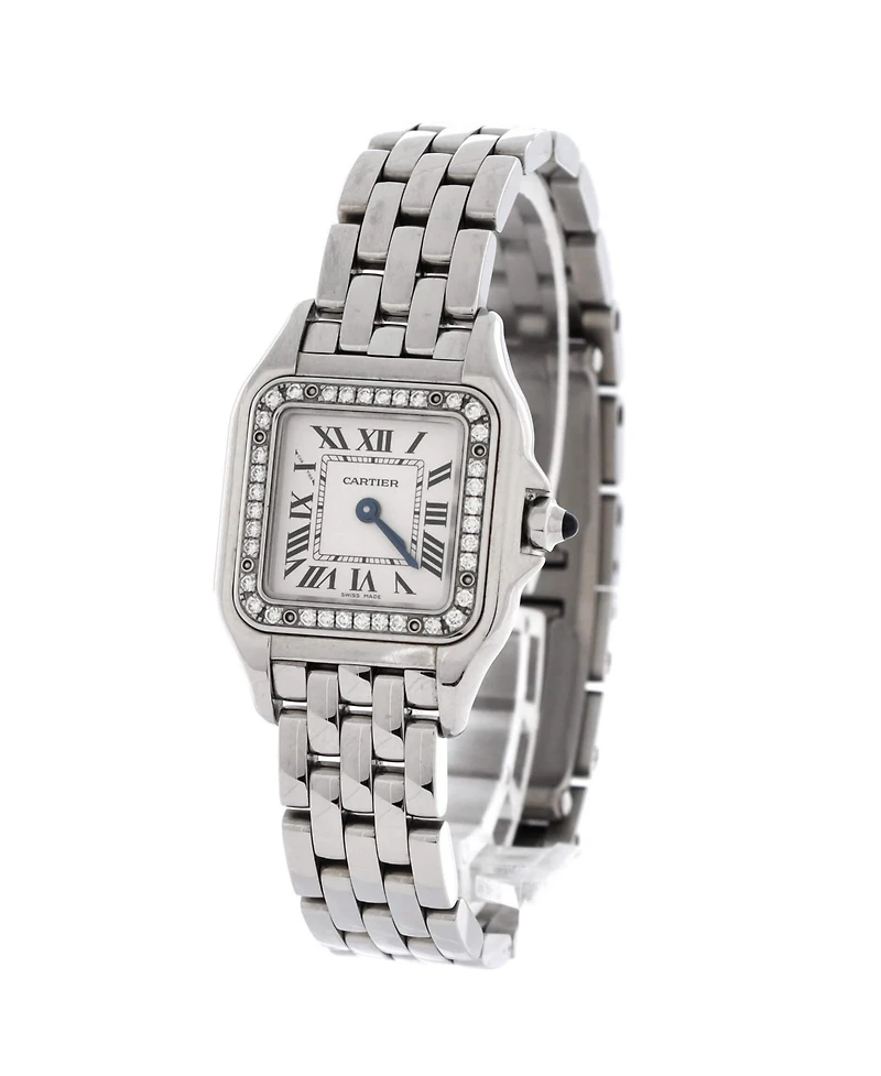 Pre-Owned Cartier Panthere de Cartier Quartz Watch in White Gold with Diamond Bezel 22mm