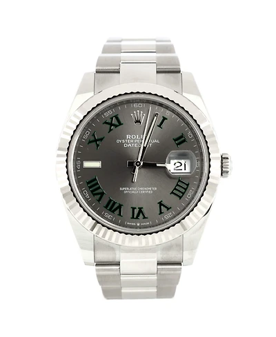Pre-Owned Rolex Oyster Perpetual Datejust Wimbledon Automatic Watch in Stainless Steel and White Gold 41mm