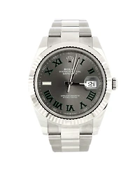 Pre-Owned Rolex Oyster Perpetual Datejust Wimbledon Automatic Watch in Stainless Steel and White Gold 41mm