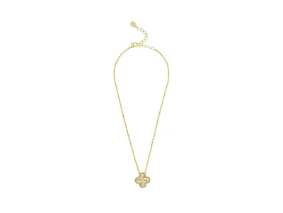 18K Gold Plated Flower Solitaire Pendant with Cz Surround