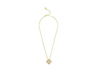 18K Gold Plated Flower Solitaire Pendant with Cz Surround