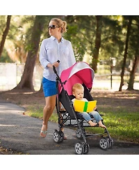 Costway Toddler Folding Lightweight Umbrella Travel Stroller w/ Storage Basket